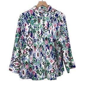 Chico’s Non Iron Chic Stretch Shirt Button Up 3/4 Sleeve Size 3.5 / US 18